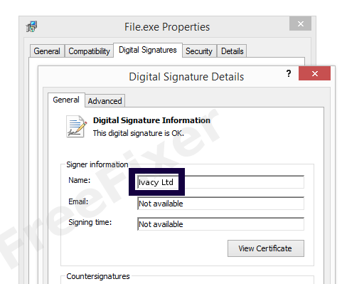 Screenshot of the Ivacy Ltd certificate